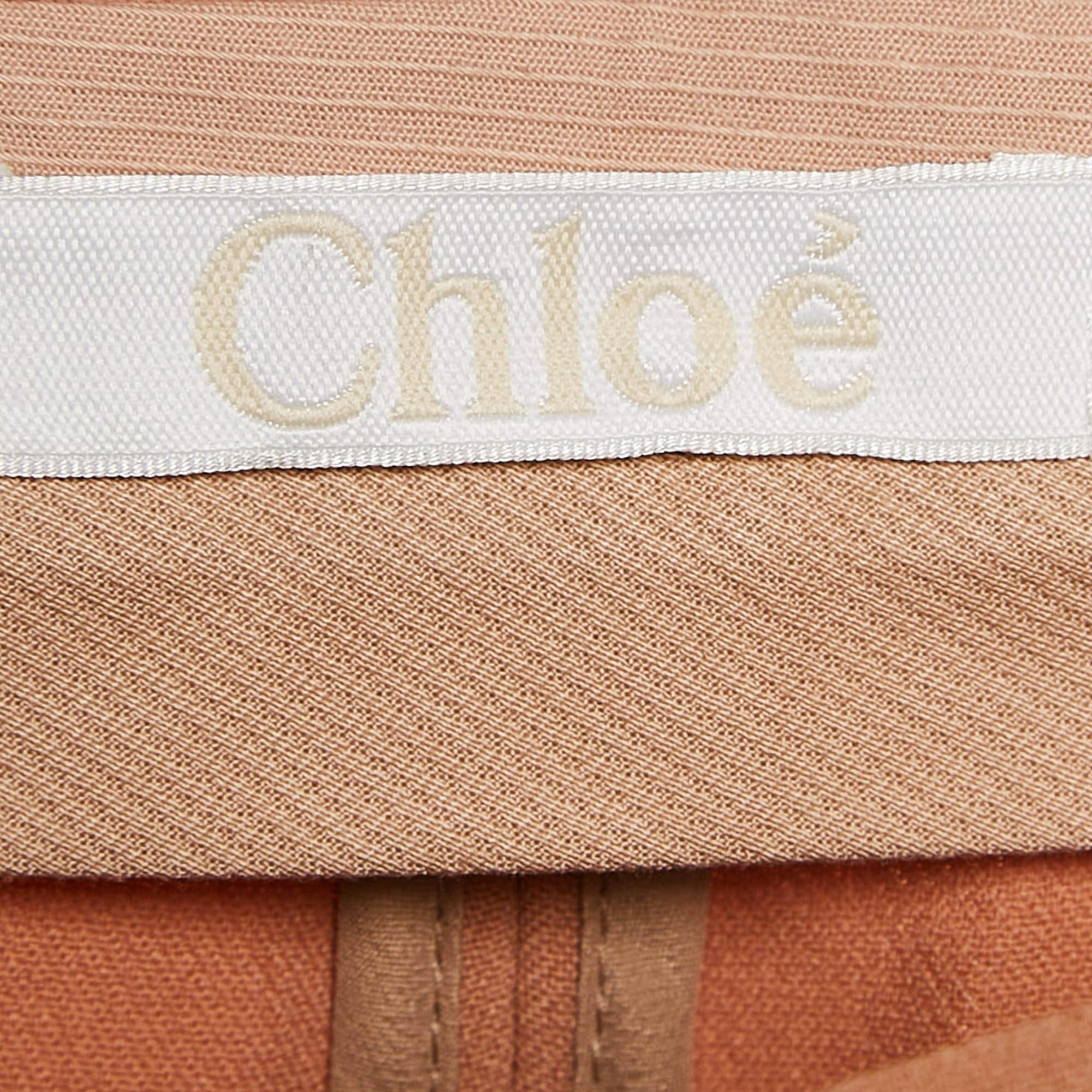 Chloe Pantalones de crepé marrón claro con cremallera S en Bueno estado para la venta en Dubai, Al Qouz 2