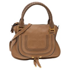 Used Chloe Light Brown Leather Medium Marcie Shoulder Bag