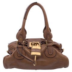Used Chloe Light Brown Leather Paddington Tote Bag Satchel Handbag