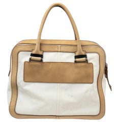 Chloe Light Cream Canvas and Leather Satchel