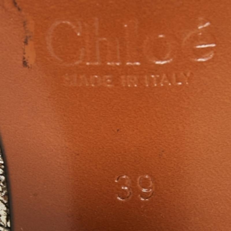 Brown Chloe Light Gold Textured Leather Knot Detail Mules Size 39 For Sale