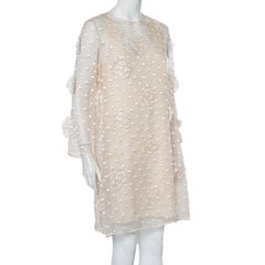 Chloe Light Pink Embroidered Silk Applique Detail Shift Dress M