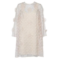 Chloe Light Pink Embroidered Silk Applique Detail Shift Dress M