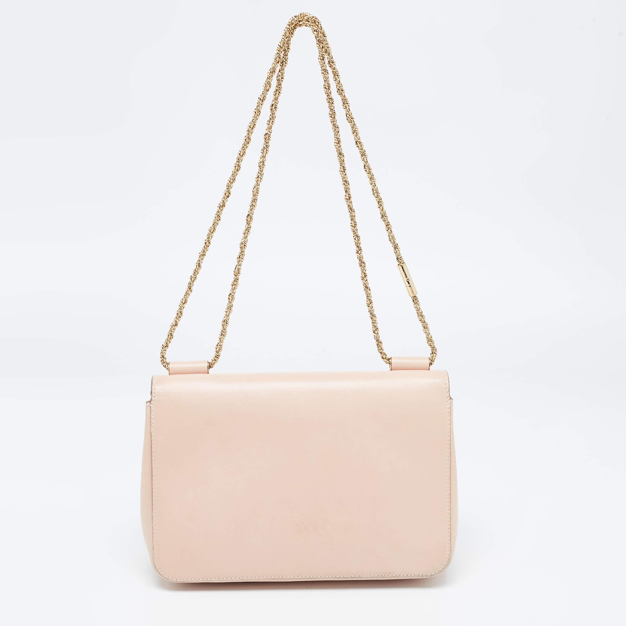 Chloe Light Pink Leather Medium Crystals Embellished Elsie Shoulder Bag 7