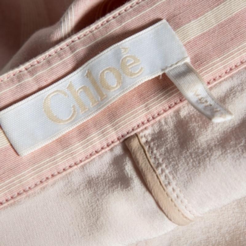 Donna Chloe Pantaloni a gamba dritta a righe rosa chiaro S in vendita