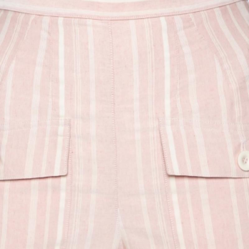 Chloe Pantaloni a gamba dritta a righe rosa chiaro S in vendita 1