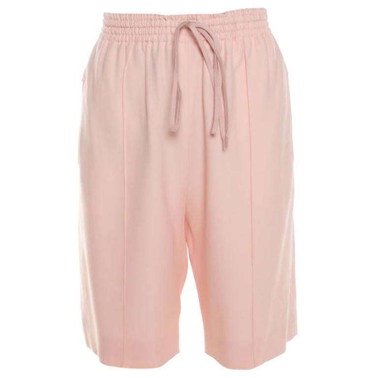 Chloe Light Powder Pink Crepe Elasticized Waist Tapered Bermuda Shorts ...