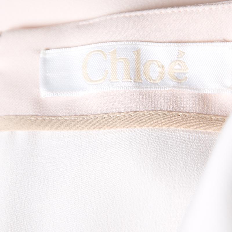 Chloe Light Powder Pink Gold Shoulder Button Detail Shift Dress L 1