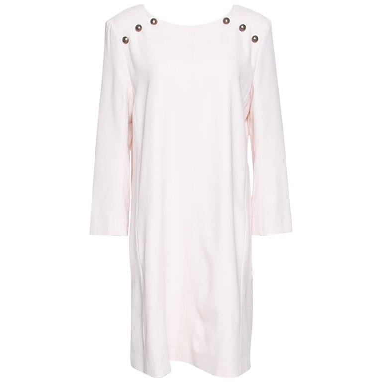 Chloe Light Powder Pink Gold Shoulder Button Detail Shift Dress L For ...