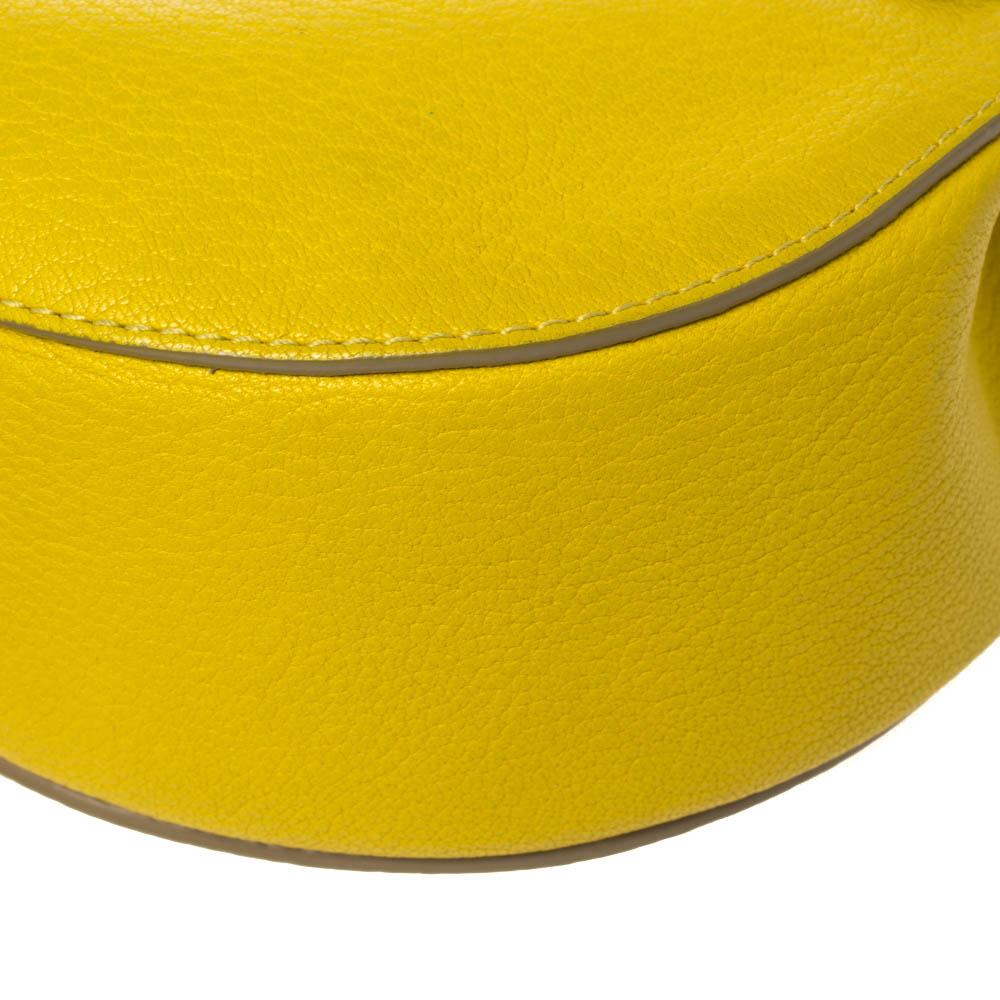 Chloe Lime Yellow Leder Medium Drew Umhängetasche 6