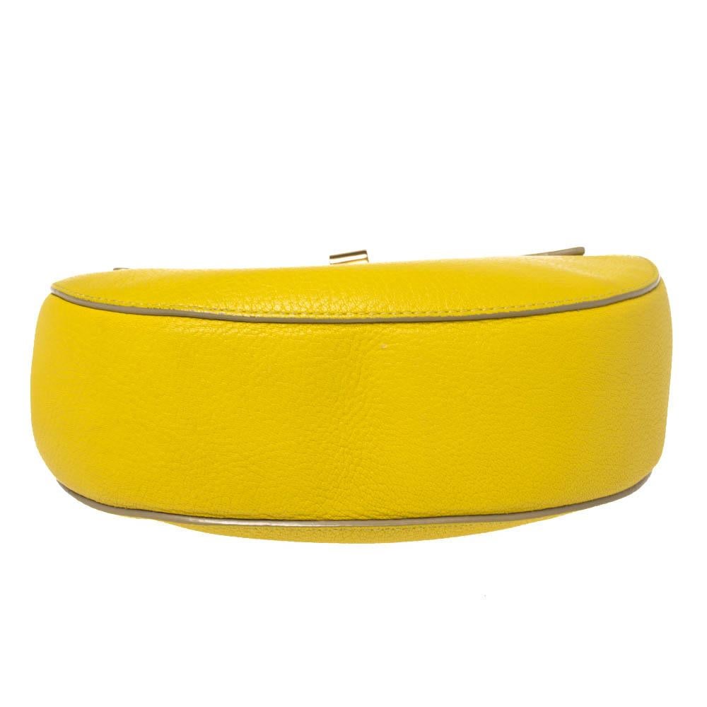 Women's Chloe Lime Yellow Leather Medium Drew Shoulder Bag