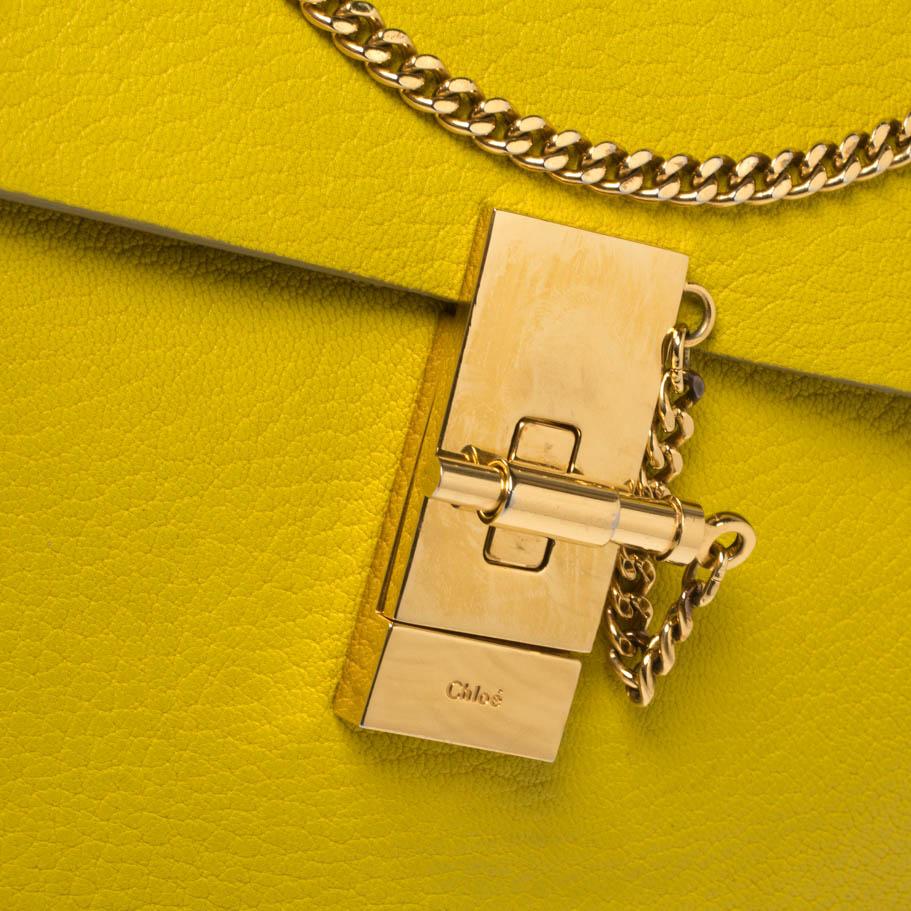 Chloe Lime Yellow Leder Medium Drew Umhängetasche 3