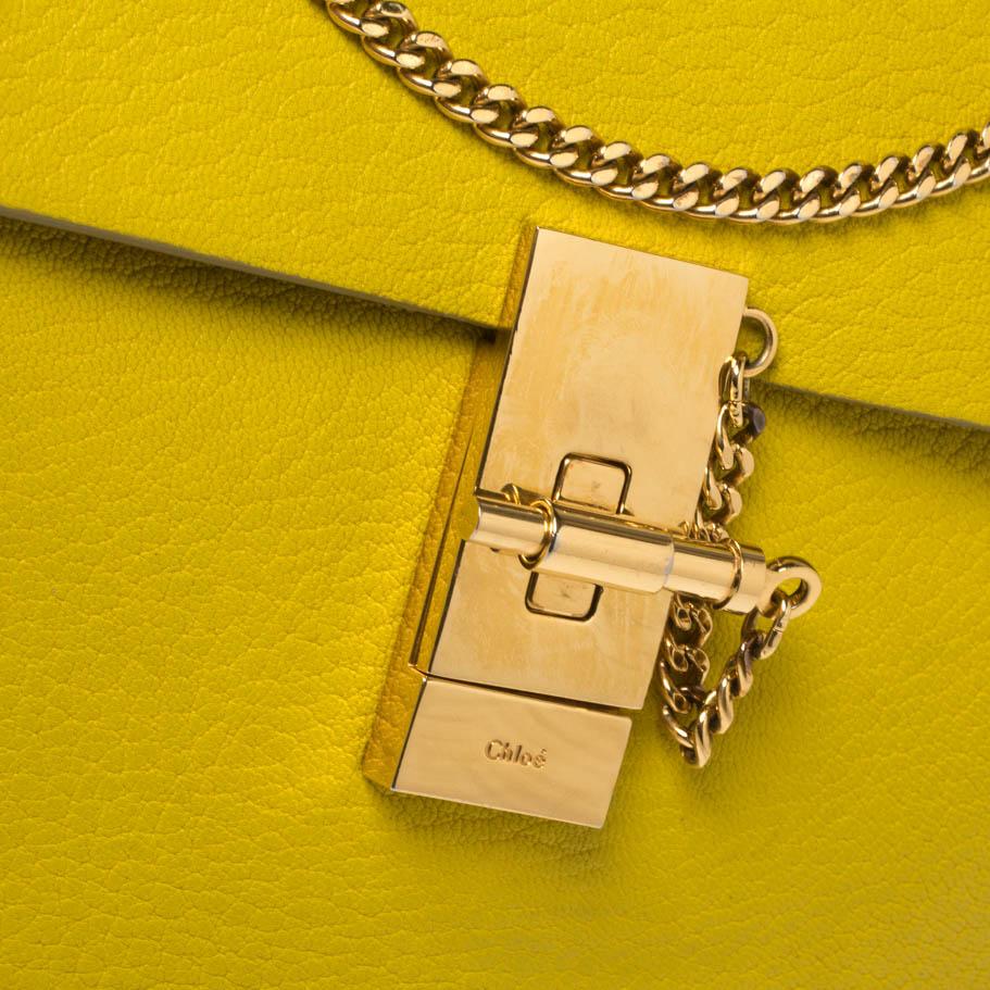 Chloe Lime Yellow Leather Medium Drew Shoulder Bag 3