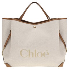 Chloé Logo-Embroidered Cotton Canvas Tote Bag — Brown