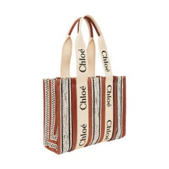 Borsa tote in lino con nastro e logo Chloé — Marrone