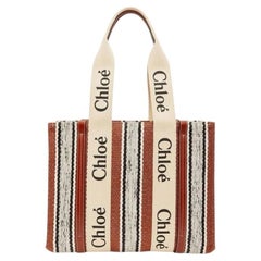 Borsa tote in lino con nastro e logo Chloé — Marrone