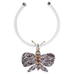 Chloè Lucite Silver Butterfly Collar Necklace, 2004