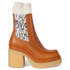 CHLOE Luminous Ochre leather 2022 JAMIE PLATFORM SOCK Ankle Boots Shoes 38
