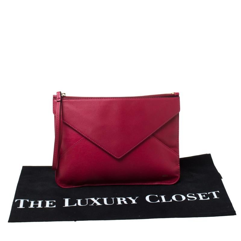 Chloe Magenta Leather Envelope Clutch 5