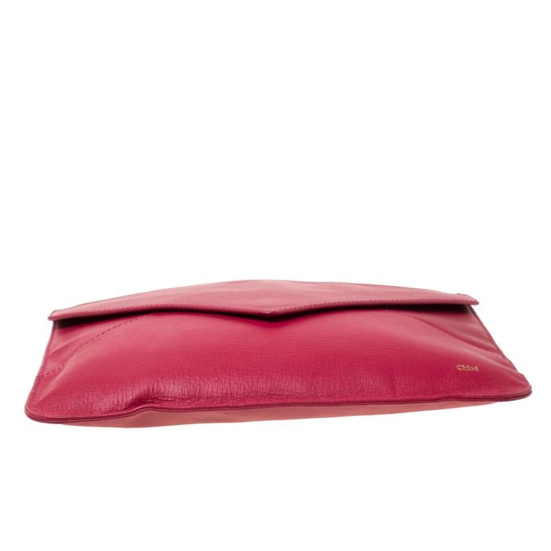 Chloe Magenta Leather Envelope Clutch 2