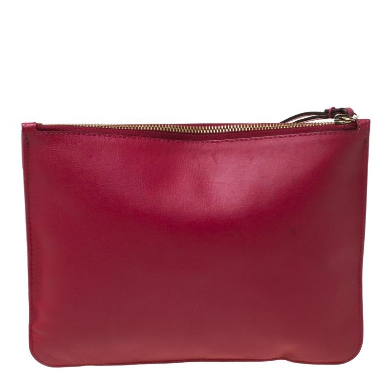 Chloe Magenta Leather Envelope Clutch 3