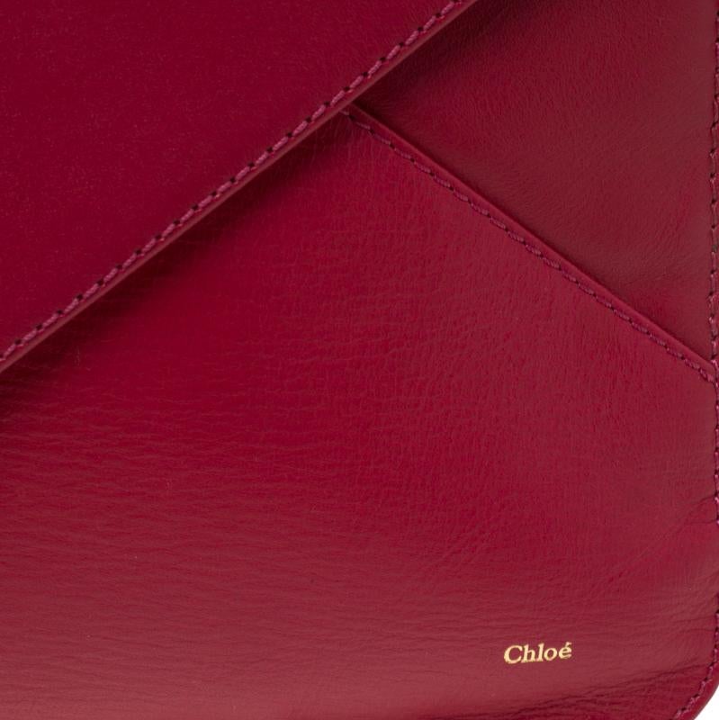 Chloe Magenta Leather Envelope Clutch 4