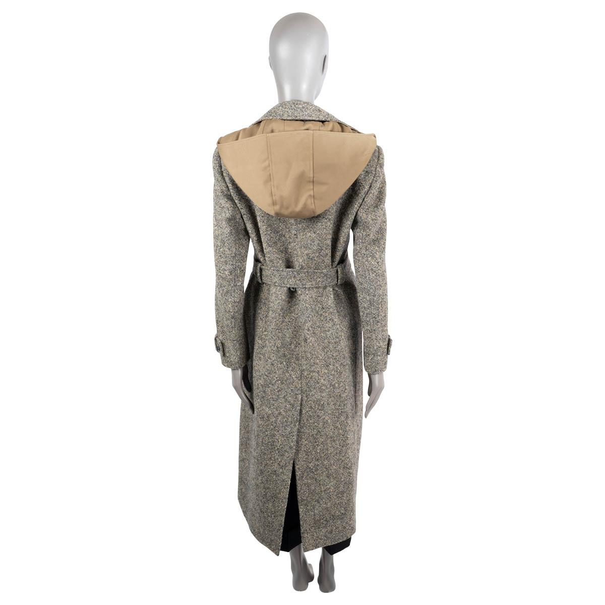 Women's CHLOE Mainly Brow wool 2021 BELTED HOODE TWEED Coat Jacket 38 S