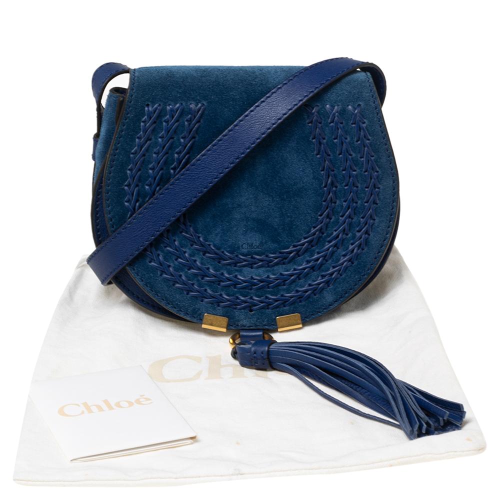 Chloe Majesty Blue Suede Mini Marcie Crossbody Bag 4