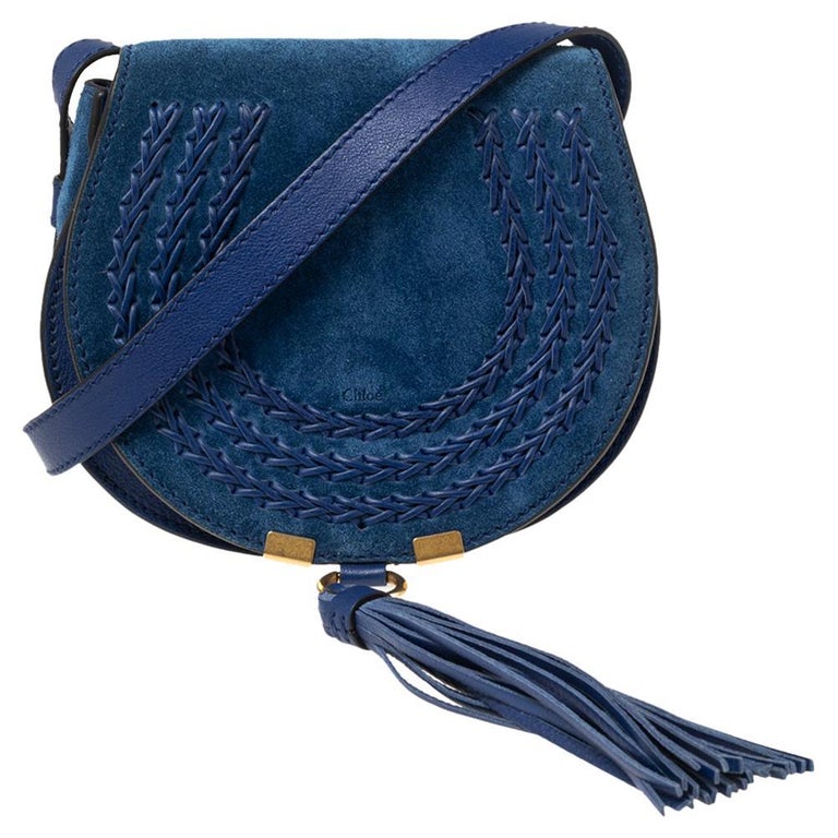 Chloe Majesty Blue Suede Mini Marcie Crossbody Bag at 1stDibs  chloe blue  suede bag, navy suede crossbody bag, blue suede bags