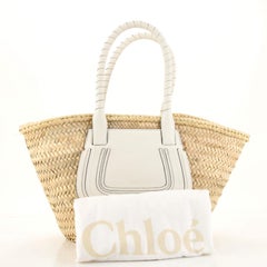 Chloe Marcie Basket Bag Raffia and Leather Medium