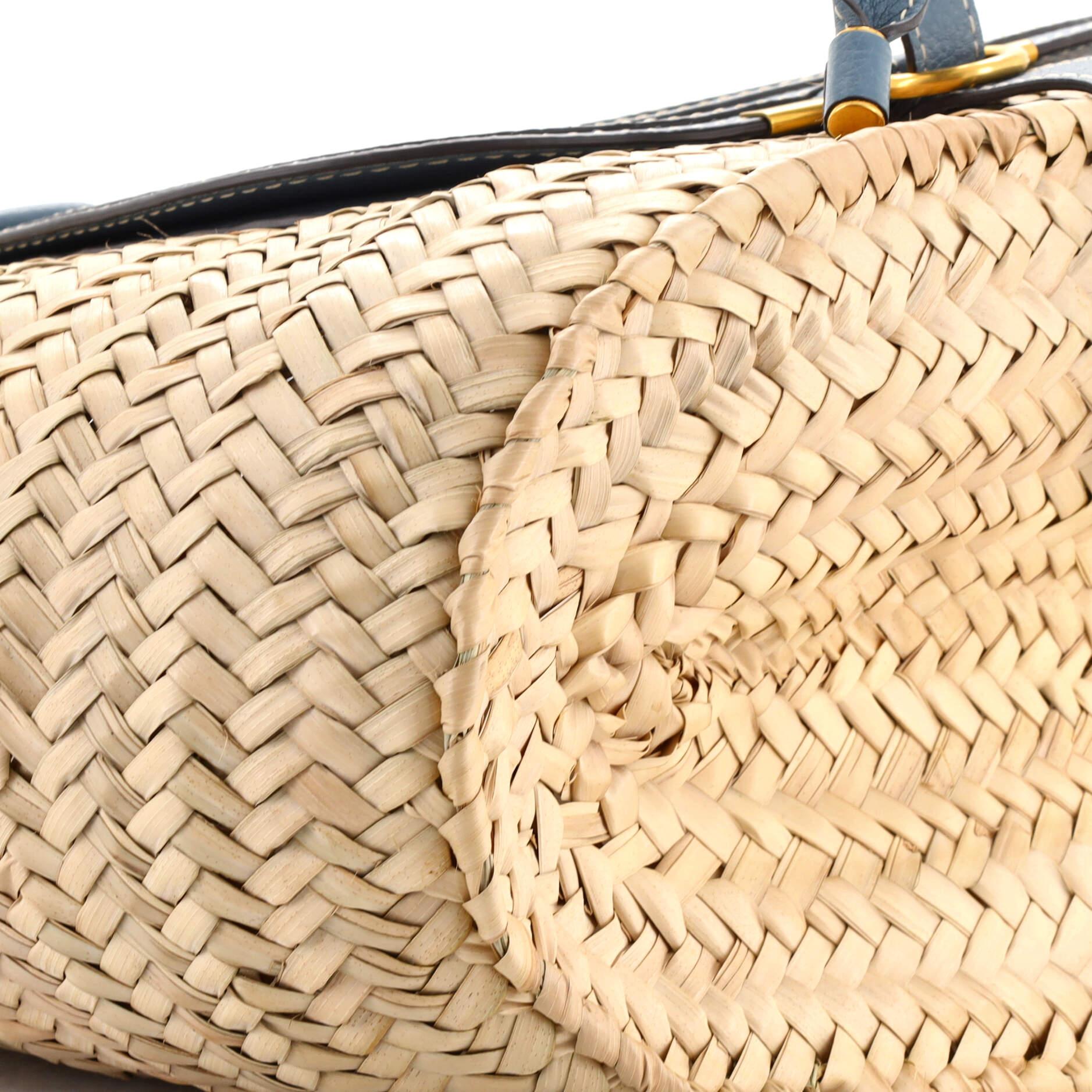 Chloe Marcie Basket Bag Raffia and Leather Medium In Good Condition In NY, NY