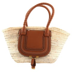 Chloe Marcie Basket Bag Raffia and Leather Medium