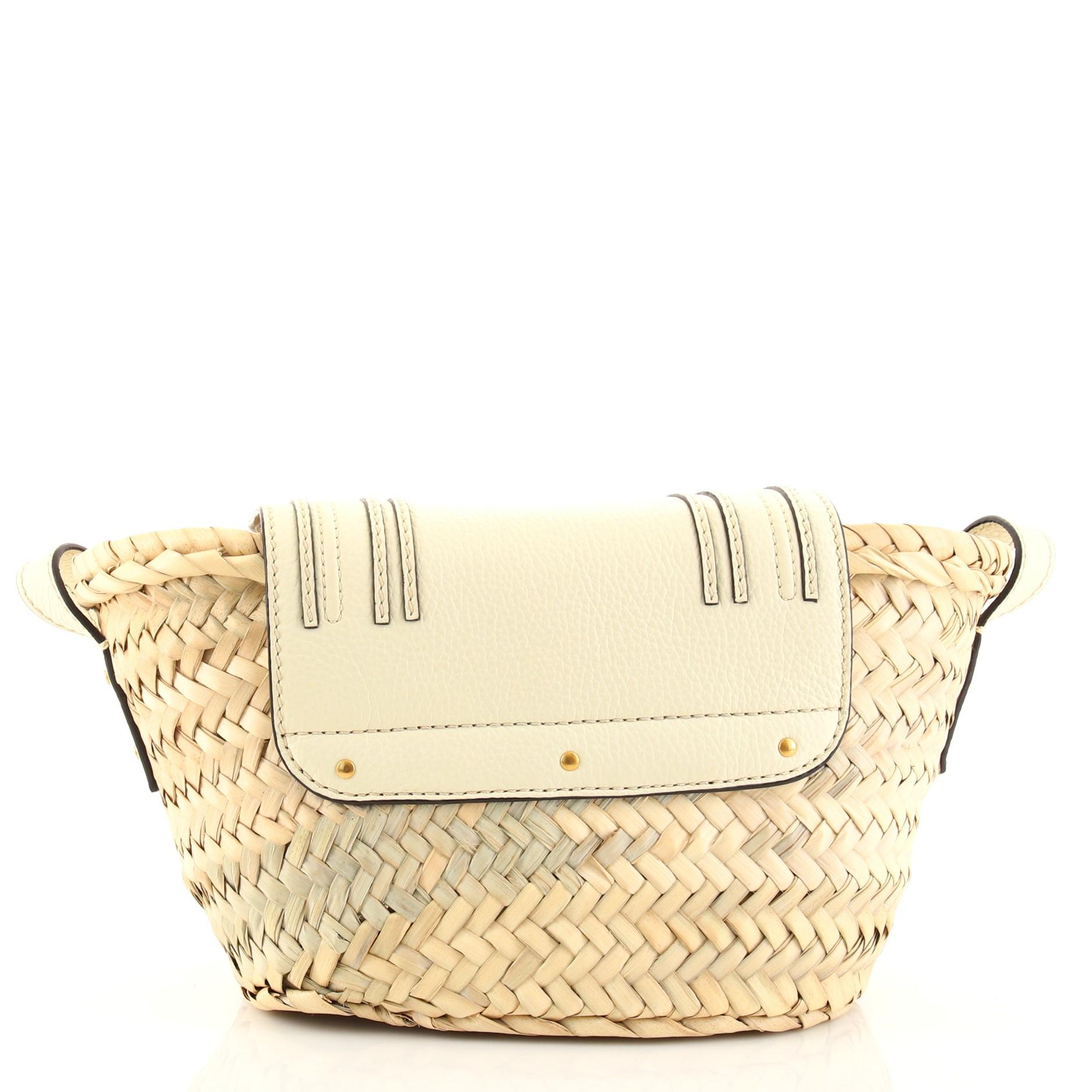 Chloe Marcie Korb Tasche Raffia und Leder Klein im Zustand „Gut“ in NY, NY
