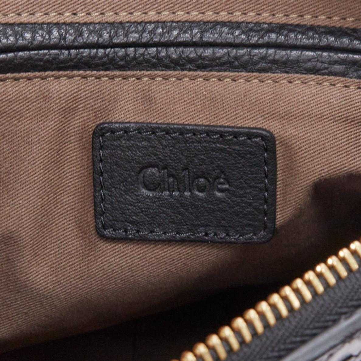 CHLOE Marcie black scaled leather gold hardware satchel bag For Sale 5