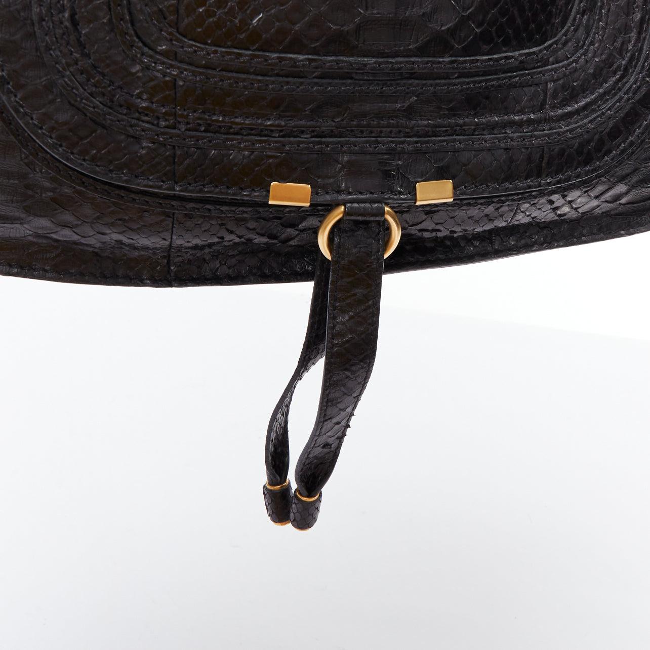 CHLOE Marcie black scaled leather gold hardware satchel bag For Sale 3