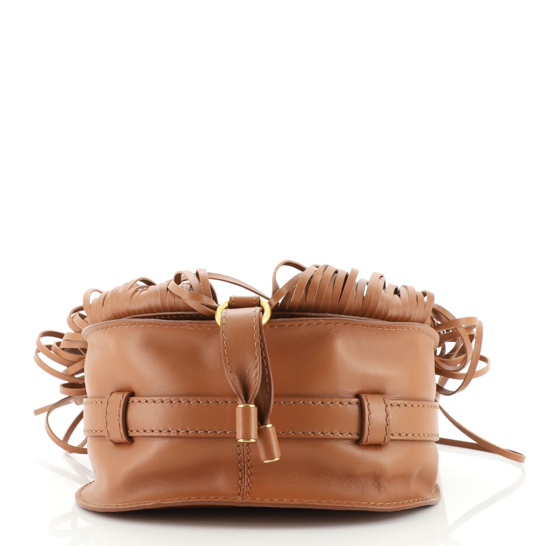 Brown Chloe Marcie Fringe Crossbody Bag Leather Small