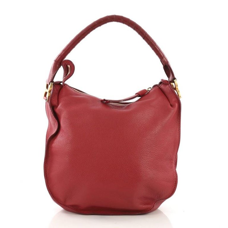 Chloe Marcie Hobo Leather Medium, crafted from red leather at 1stDibs