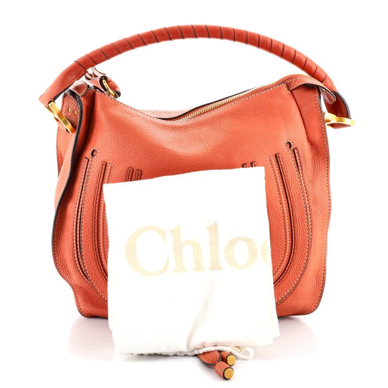Chloe Orange Fizz Grained Calfskin Leather Medium Marcie Satchel