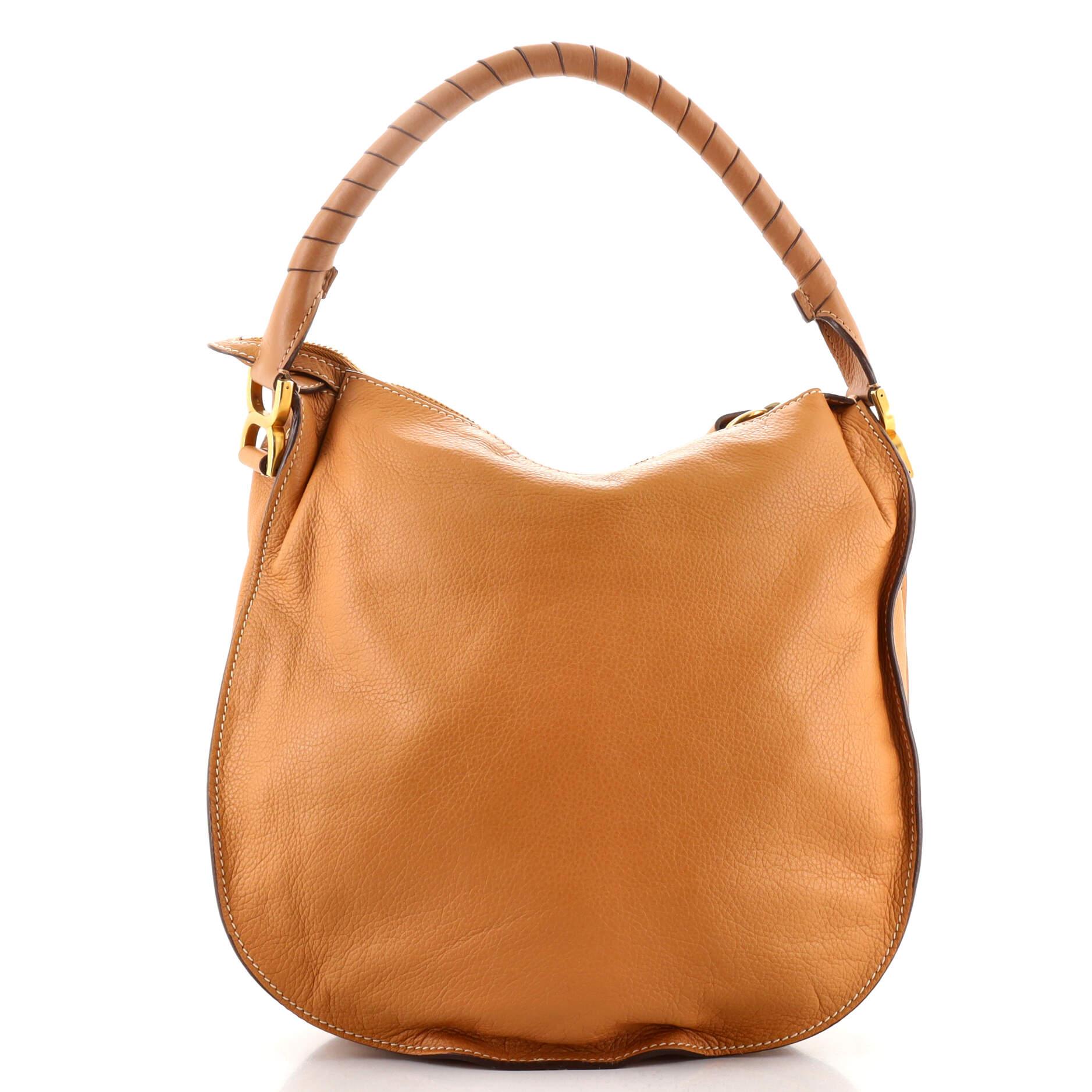 Marcie Hobo Leder Medium mit Lederbesatz (Braun)