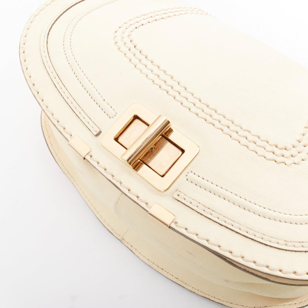 CHLOE Marcie Lock beige leather gold hardware half saddle crossbody bag For Sale 2