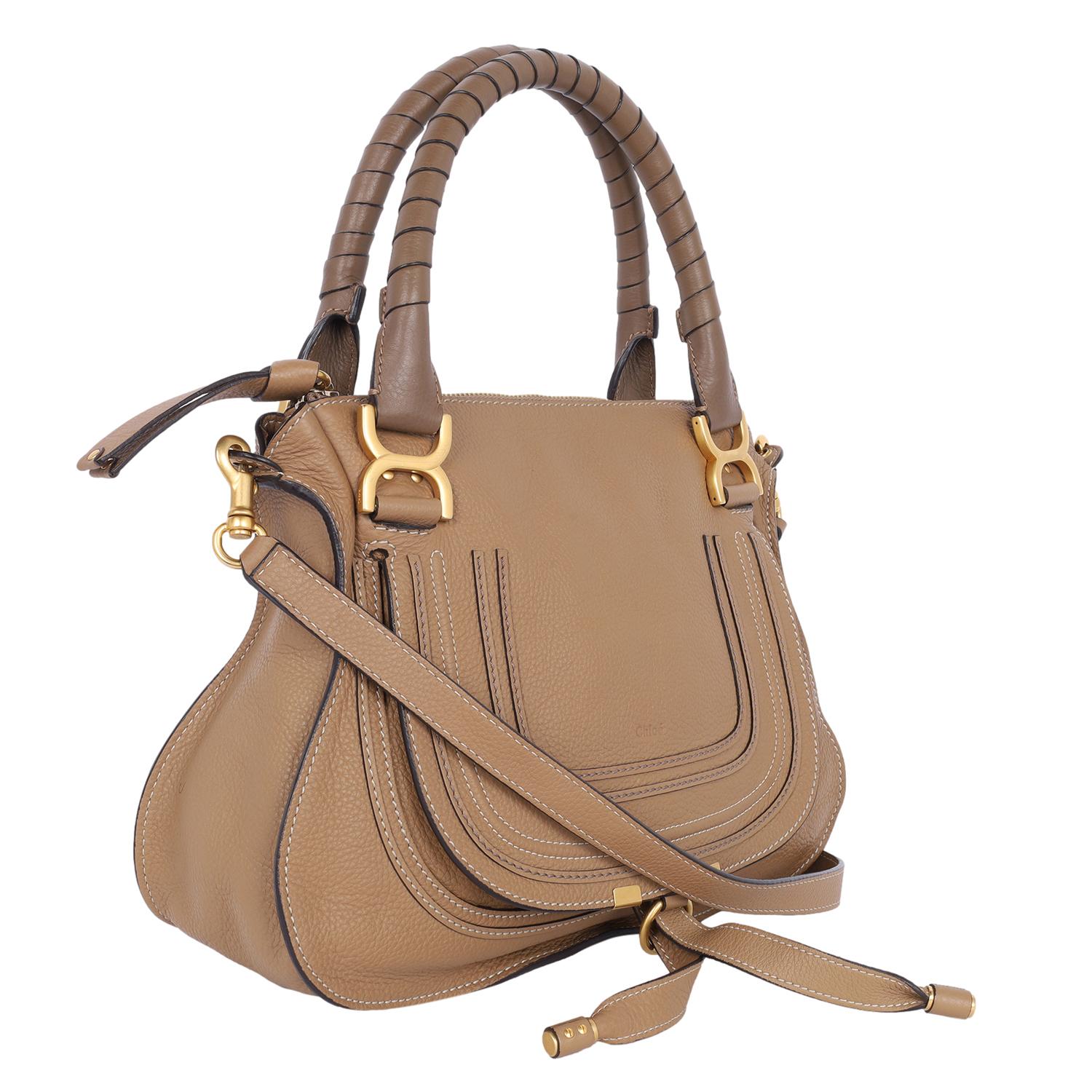 Chloe Marcie Medium Tote Umhängetasche in Taupe im Zustand „Gut“ in Salt Lake Cty, UT