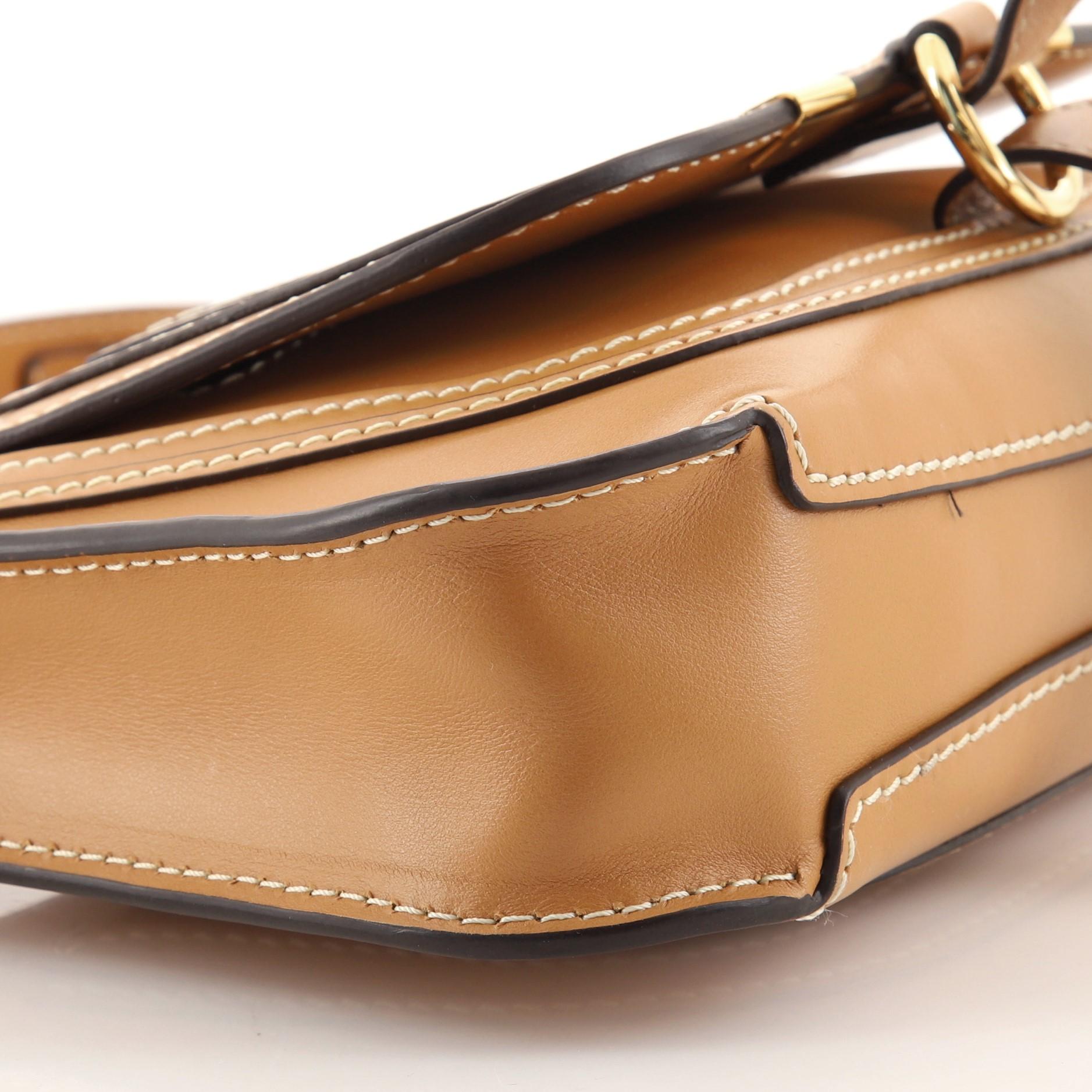 Brown Chloe Marcie Saddle Shoulder Bag Leather Small