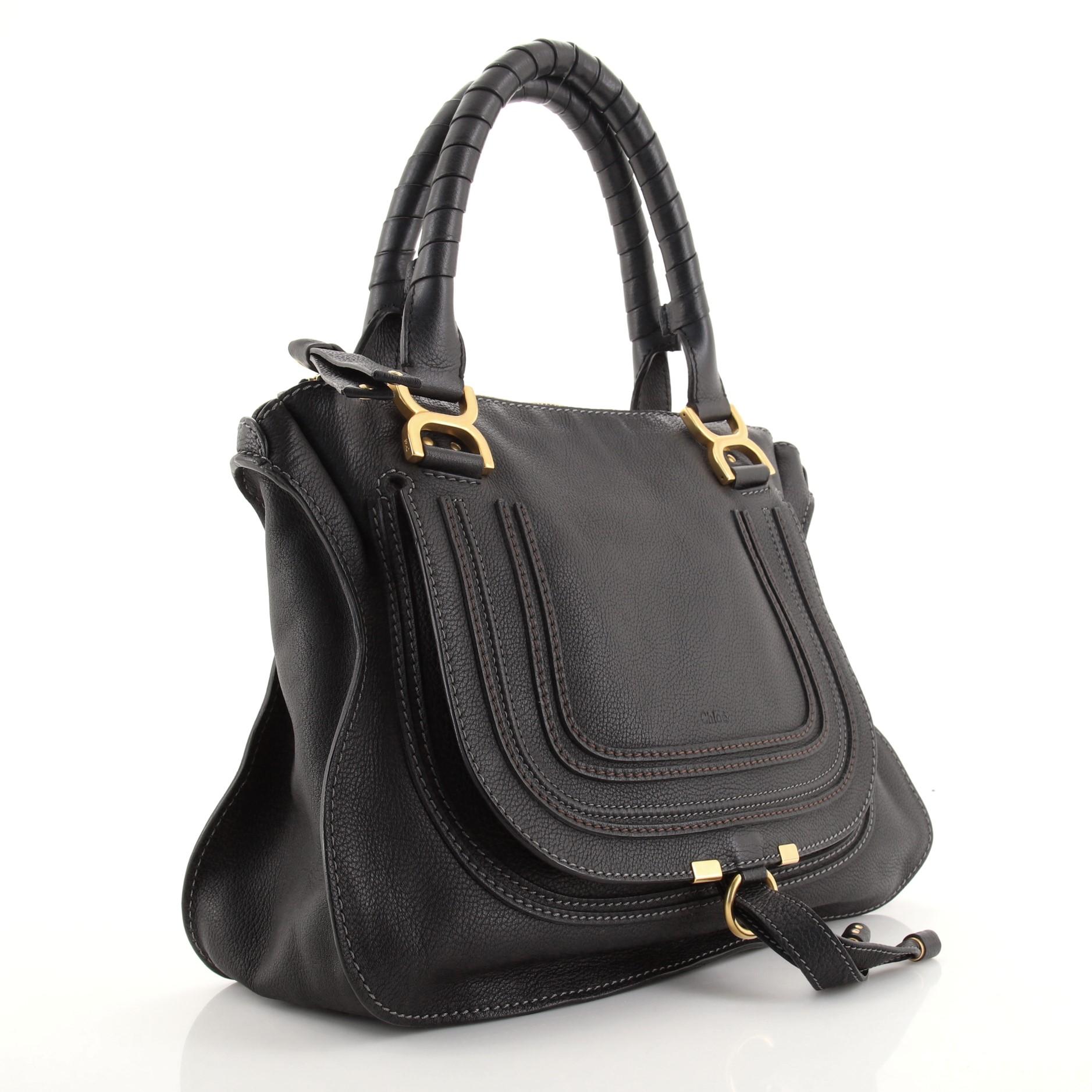 Umhängetasche aus Leder von Chloe Marcie Medium (Schwarz)