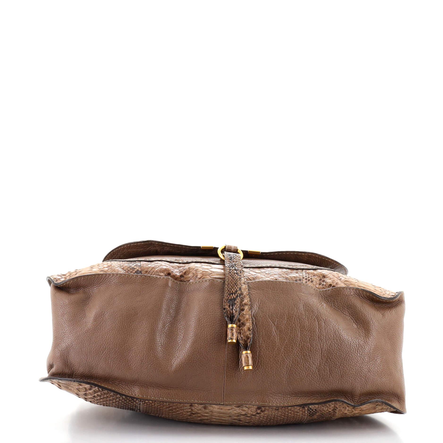 Brown Chloe Marcie Shoulder Bag Python Large