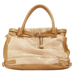 CHLOE Marlow Dune tan scaled leather logo army tag belted top handle bag