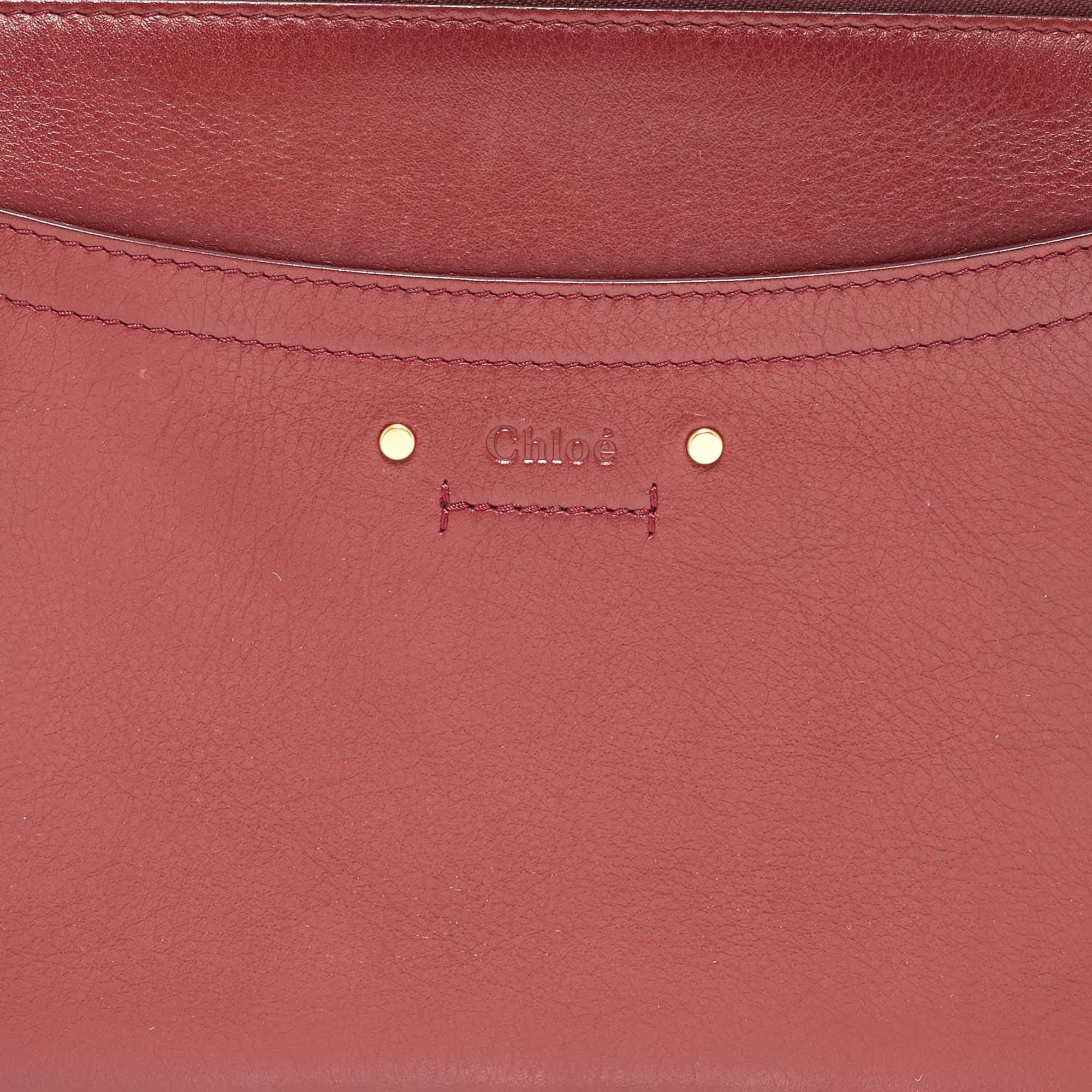 Chloe Maroon Leather and Suede Small Roy Shoulder Bag 6