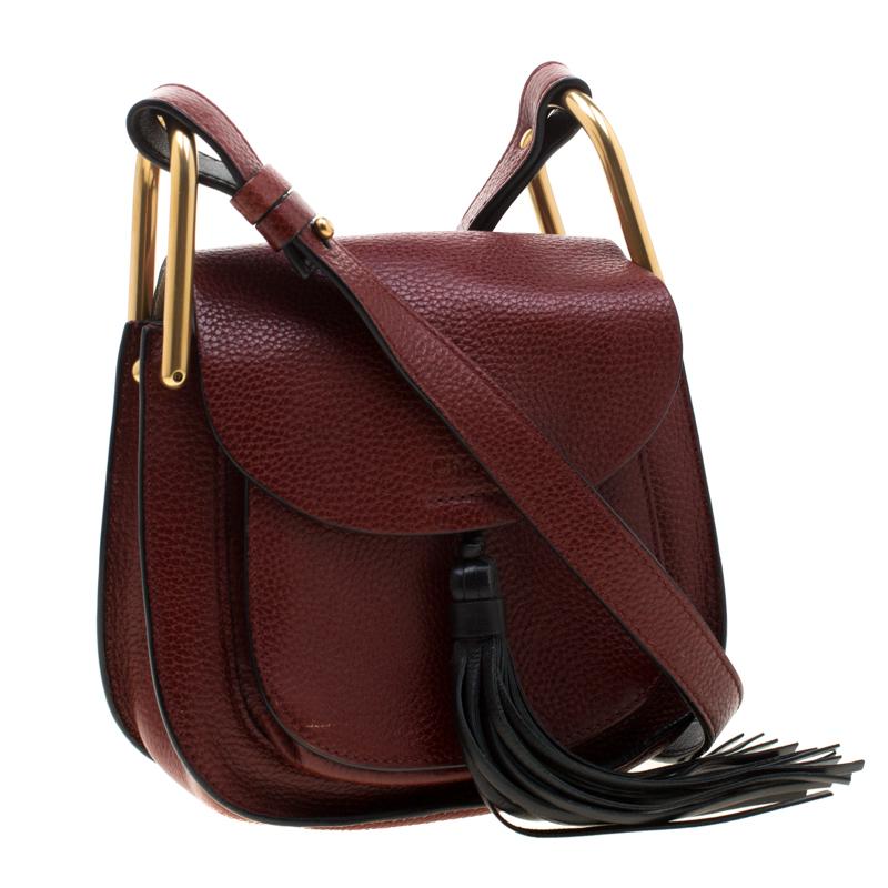 Chloe Maroon Leather Mini Hudson Shoulder Bag In Excellent Condition In Dubai, Al Qouz 2