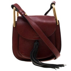 Chloe Maroon Leather Mini Hudson Shoulder Bag