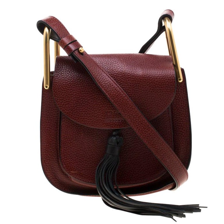 Chloe Maroon Leather Mini Hudson Shoulder Bag For Sale at 1stDibs
