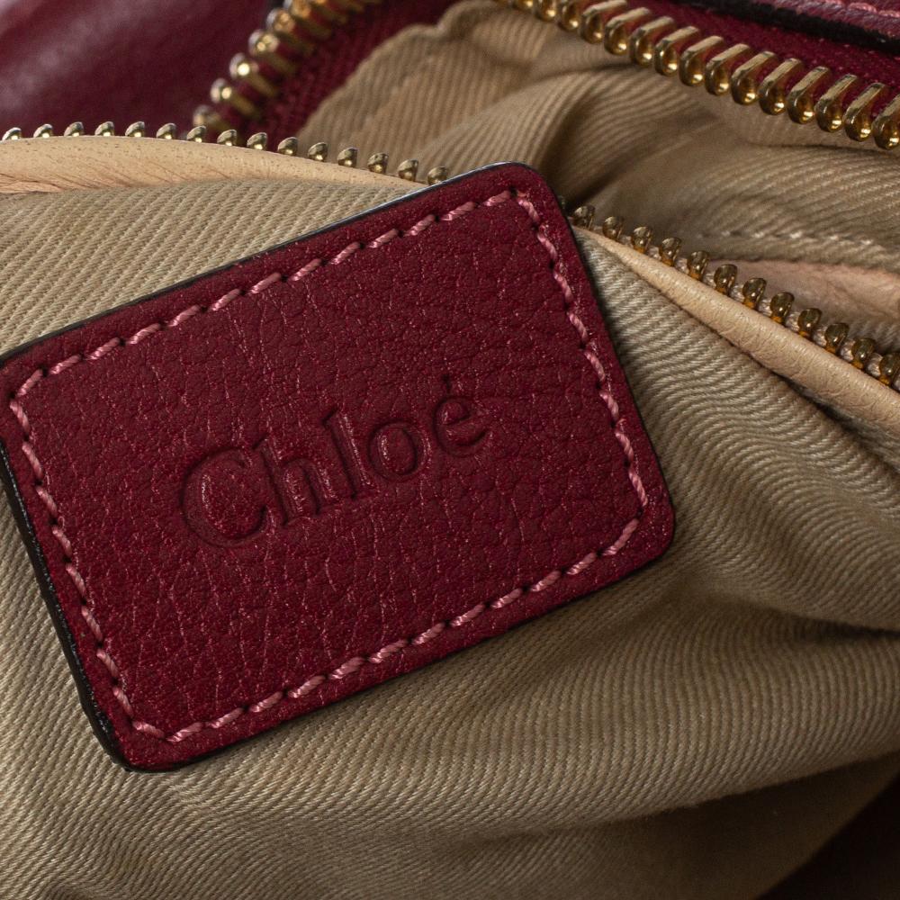 Chloe Maroon Leather Paraty Shoulder Bag 2